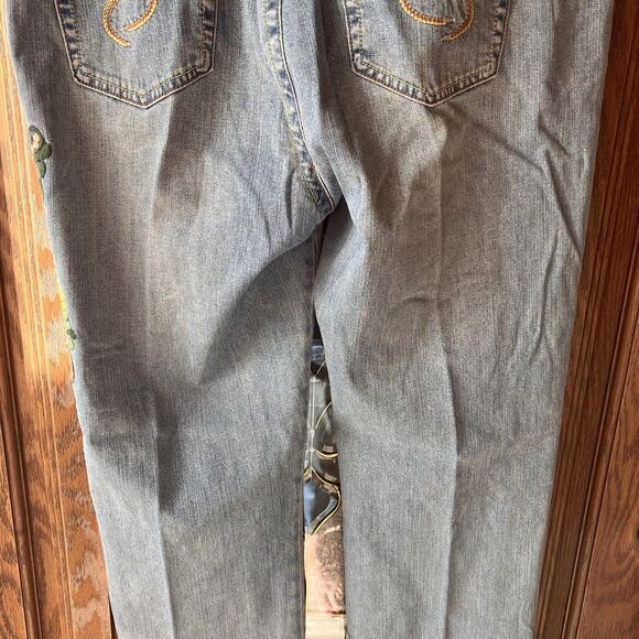 Vtg Z Cavaricci Jeans Womens High Rise Embroidered flower Straight Leg Boho S 14 - Picture 13 of 16